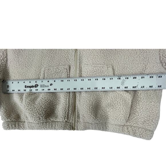 Old Navy Teddy Fuzzy Fleece Jacket Women Small Pink Sherpa Full Zip Mock Neck - Picture 4 of 6